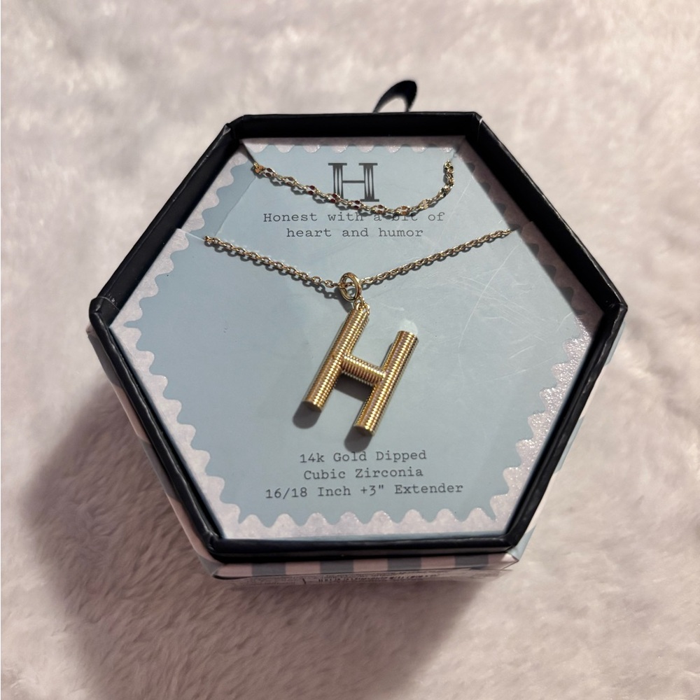 a new day Gold Letter H Pendant Necklace